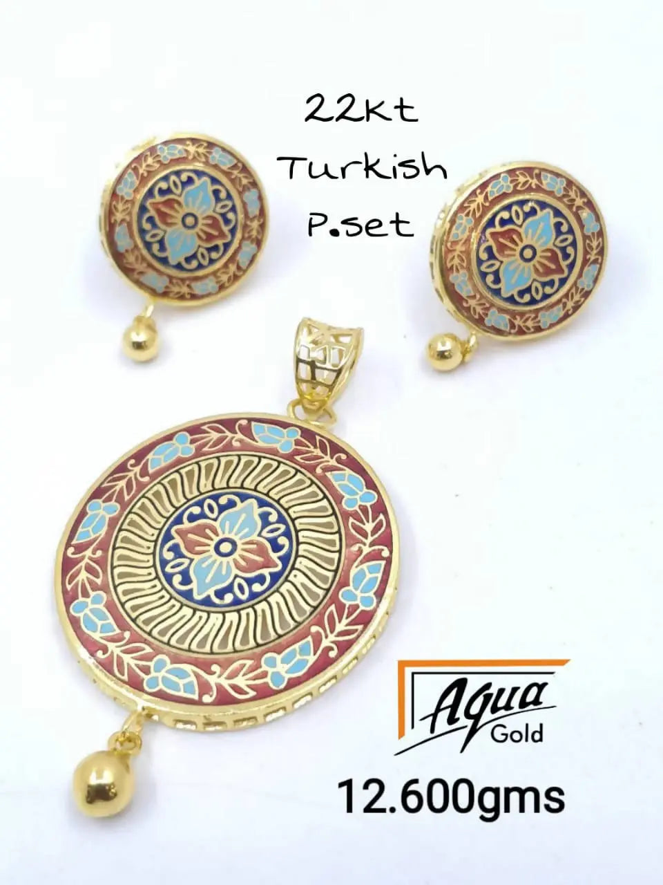 Turkish Enamel Pendant Set Sarafa Bazar India