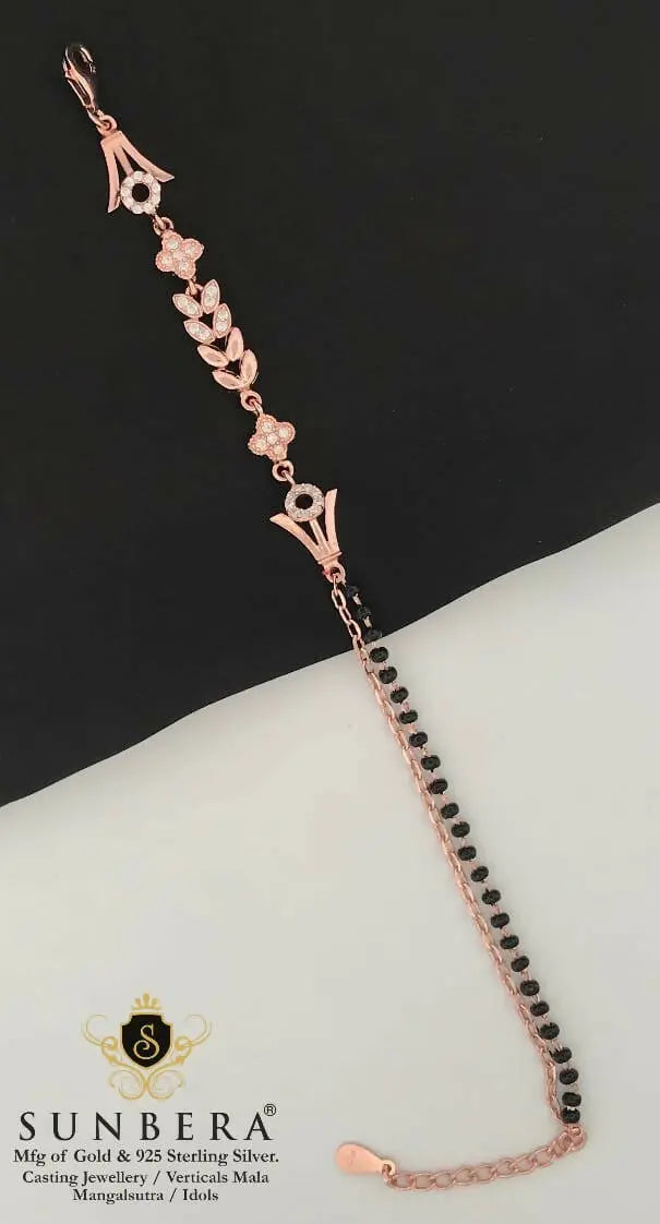 925 Silver Rose Gold Mangalsutra Barcelet Sarafa Bazar India