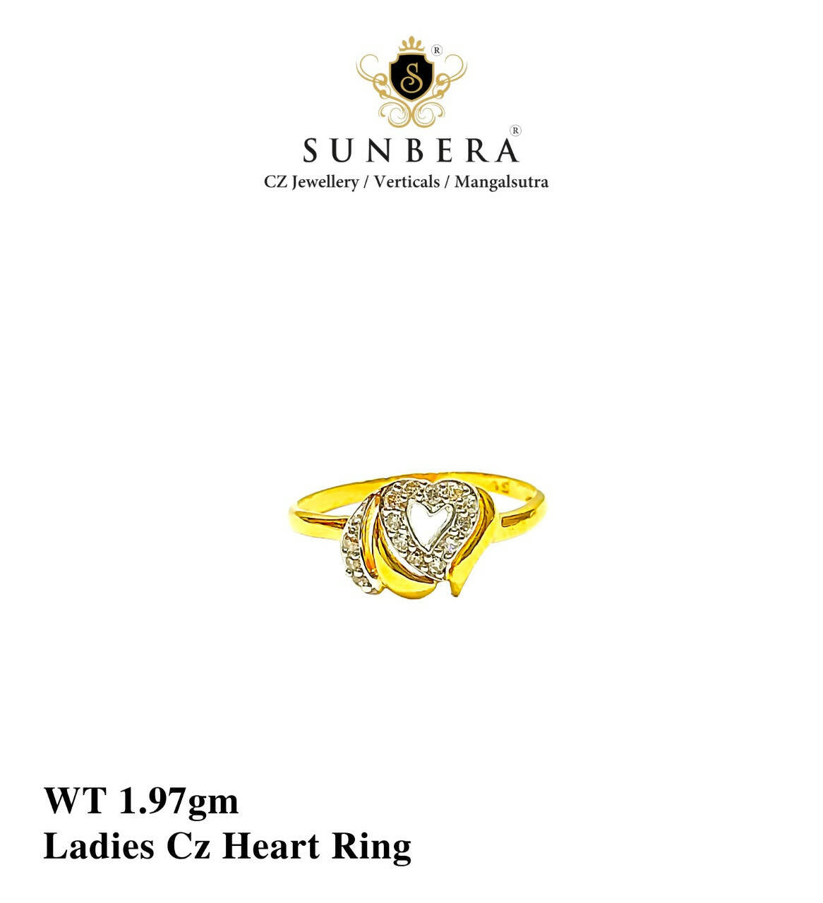 Ladies CZ Heart Ring Sarafa Bazar India