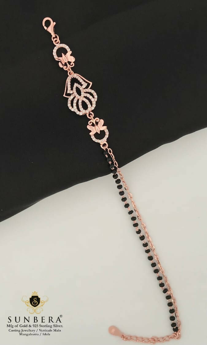 925 Silver Rose Gold Mangalsutra Bracelet Sarafa Bazar India