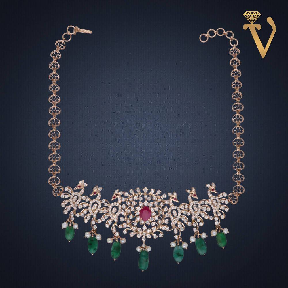 Diamond Necklace Set-AN051387 Sarafa Bazar