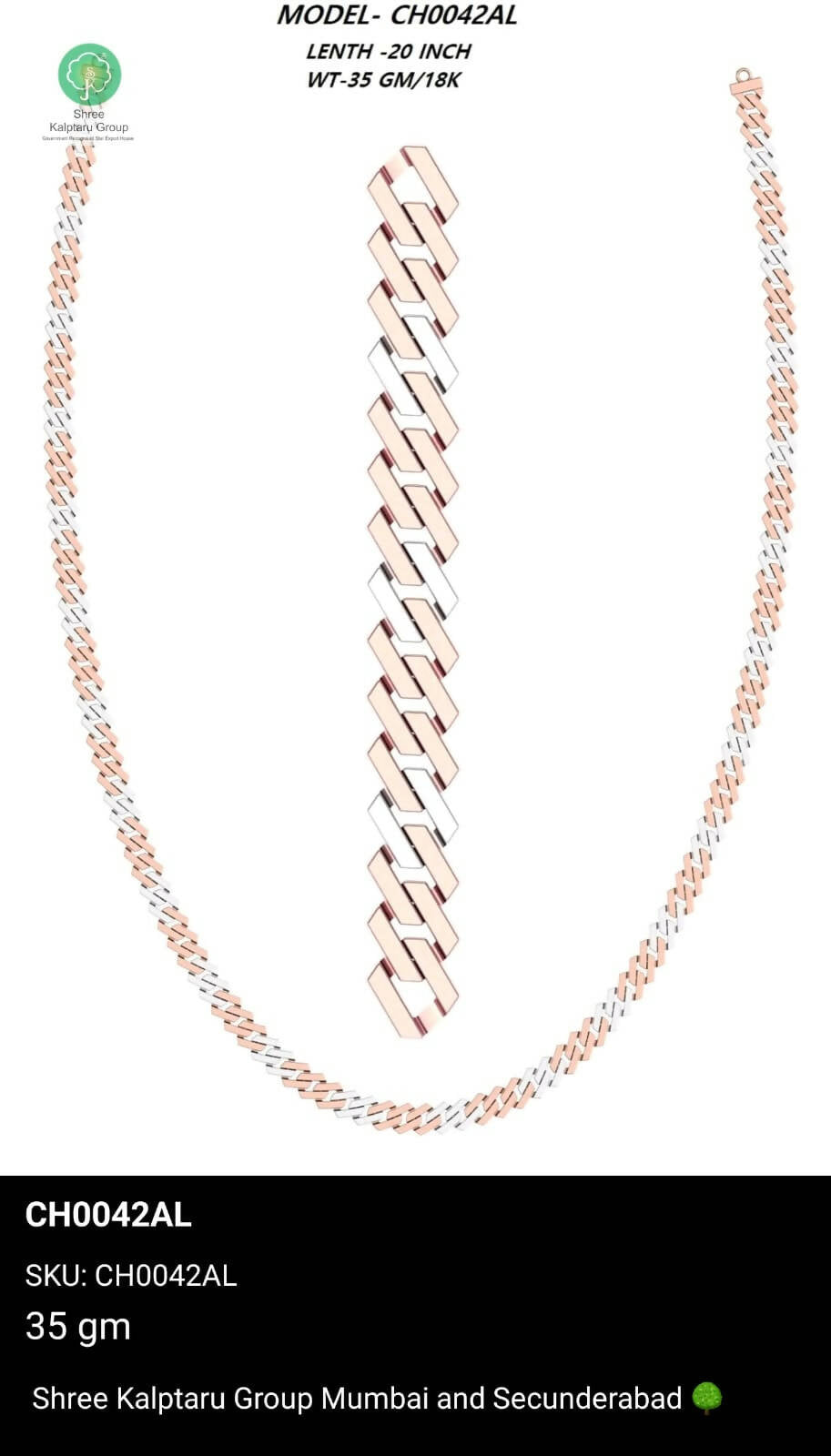 Rose Gold Gents Chain & Bracelet Sarafa Bazar India