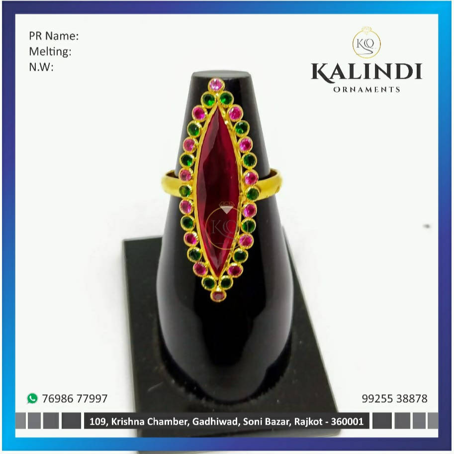 Light Weight Gold Stone Ladies Ring Sarafa Bazar India