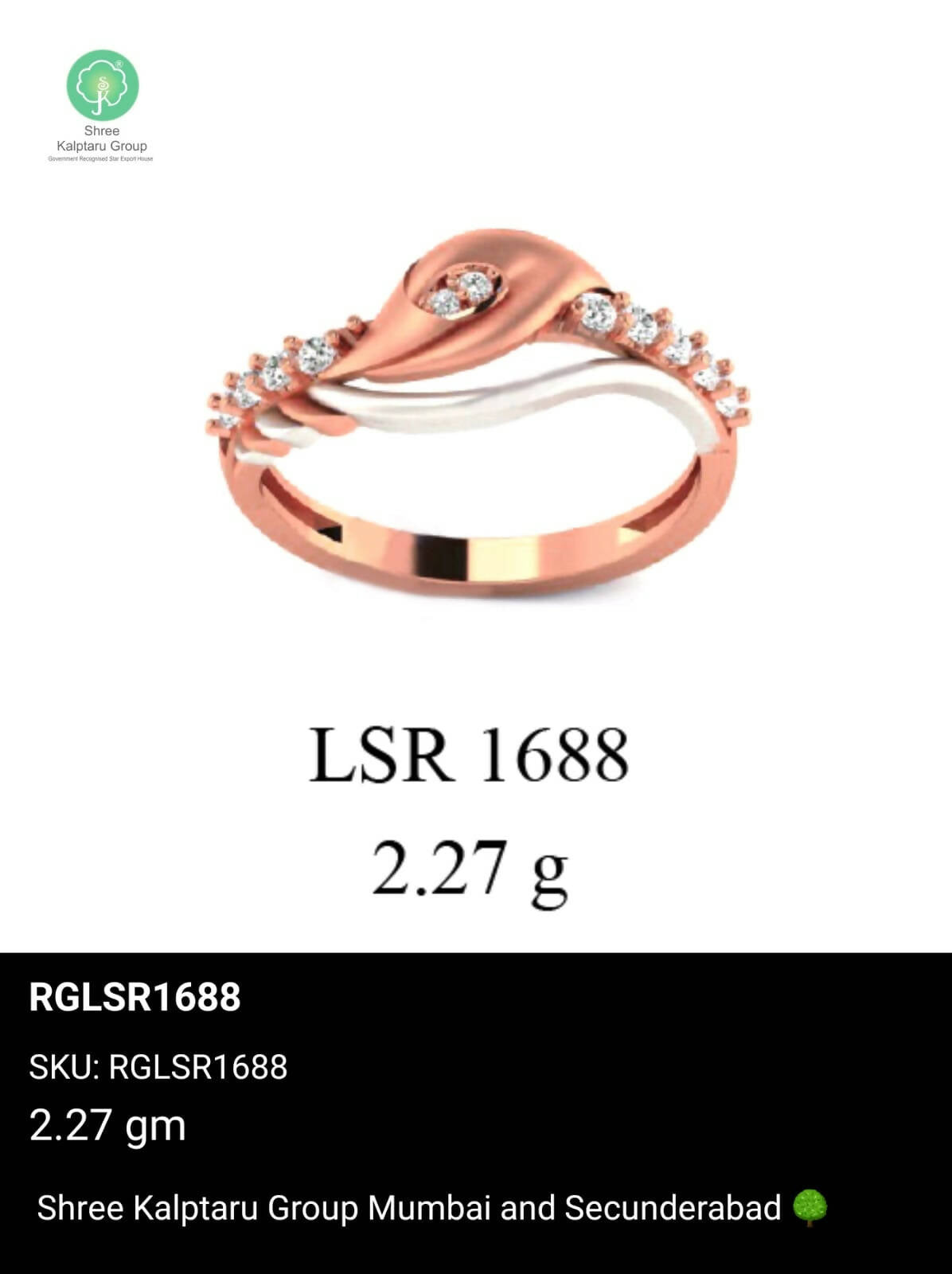 Light weight Rose Gold Ladies Rings Sarafa Bazar India