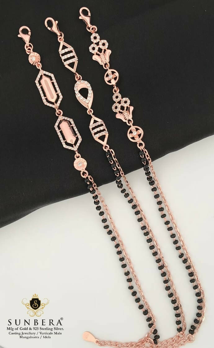 925 Silver Rose Gold Mangalsutra Bracelet Sarafa Bazar India