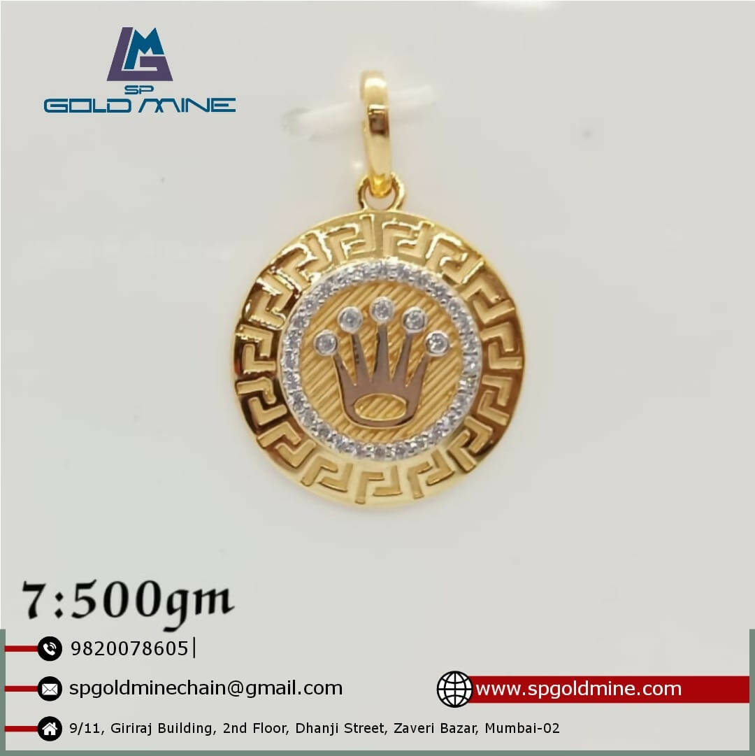 22k CZ Gents Pendant Sarafa Bazar India