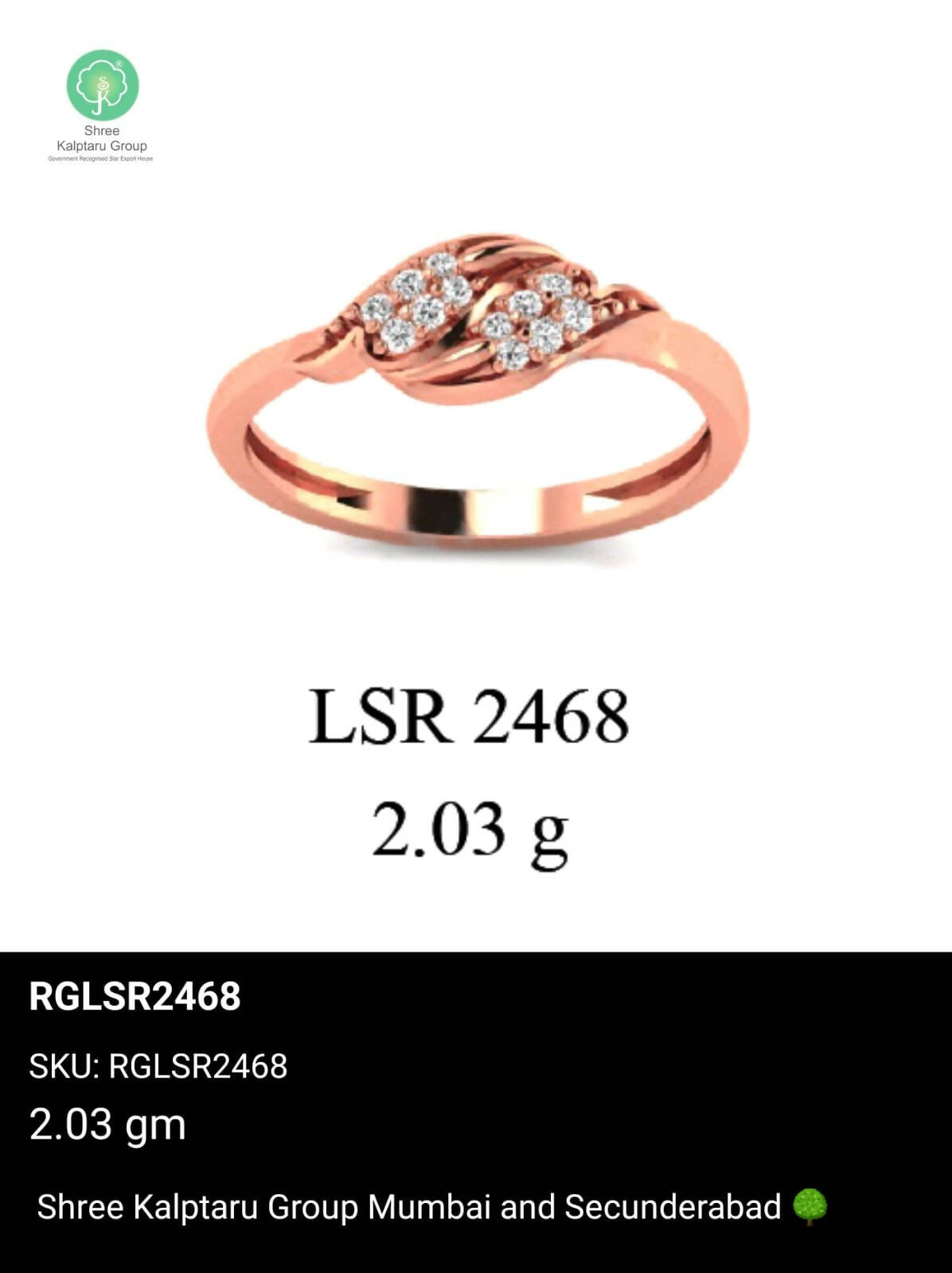 Light weight Rose Gold Ladies Rings Sarafa Bazar India