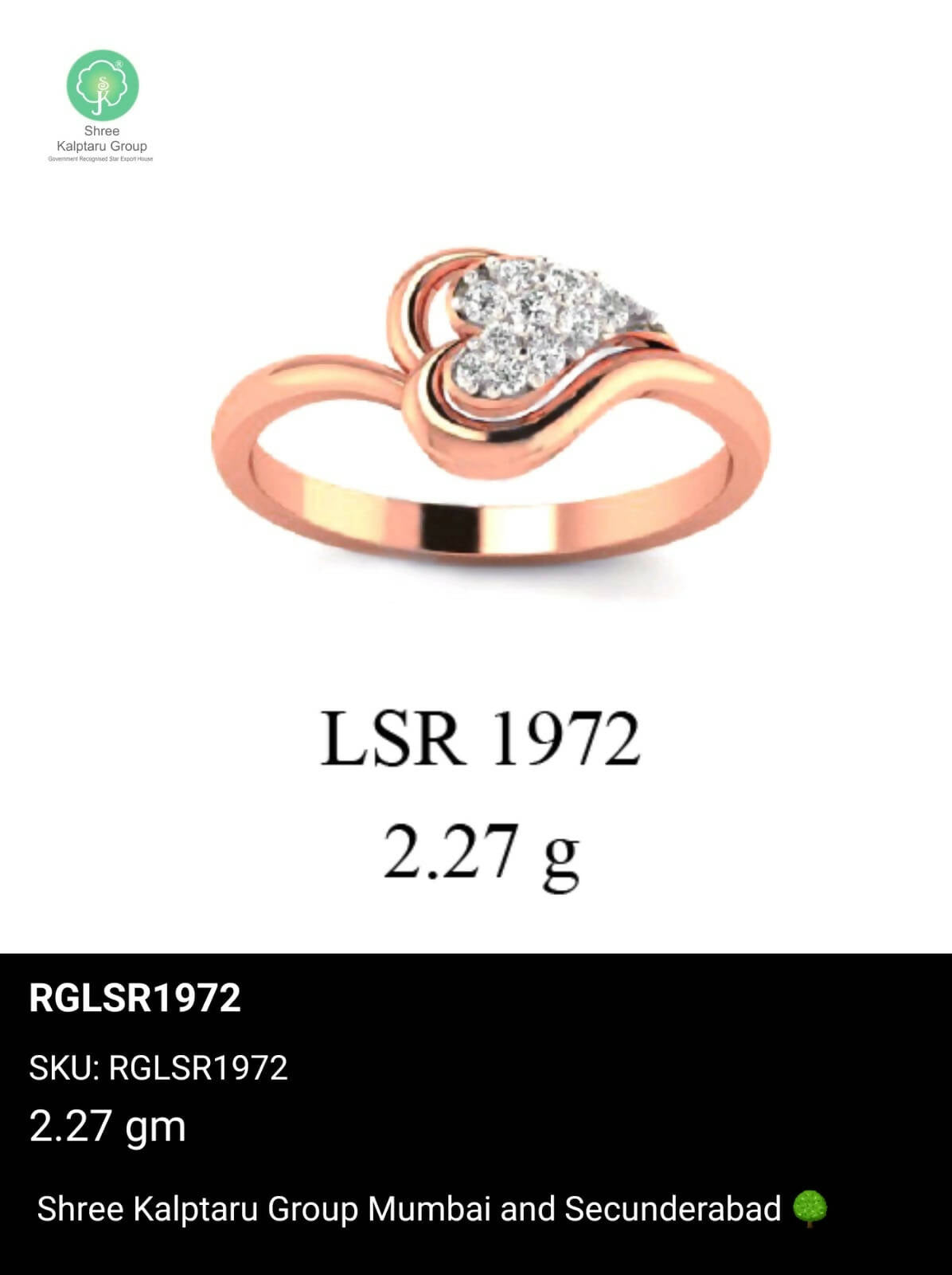 Light weight Rose Gold Ladies Rings Sarafa Bazar India