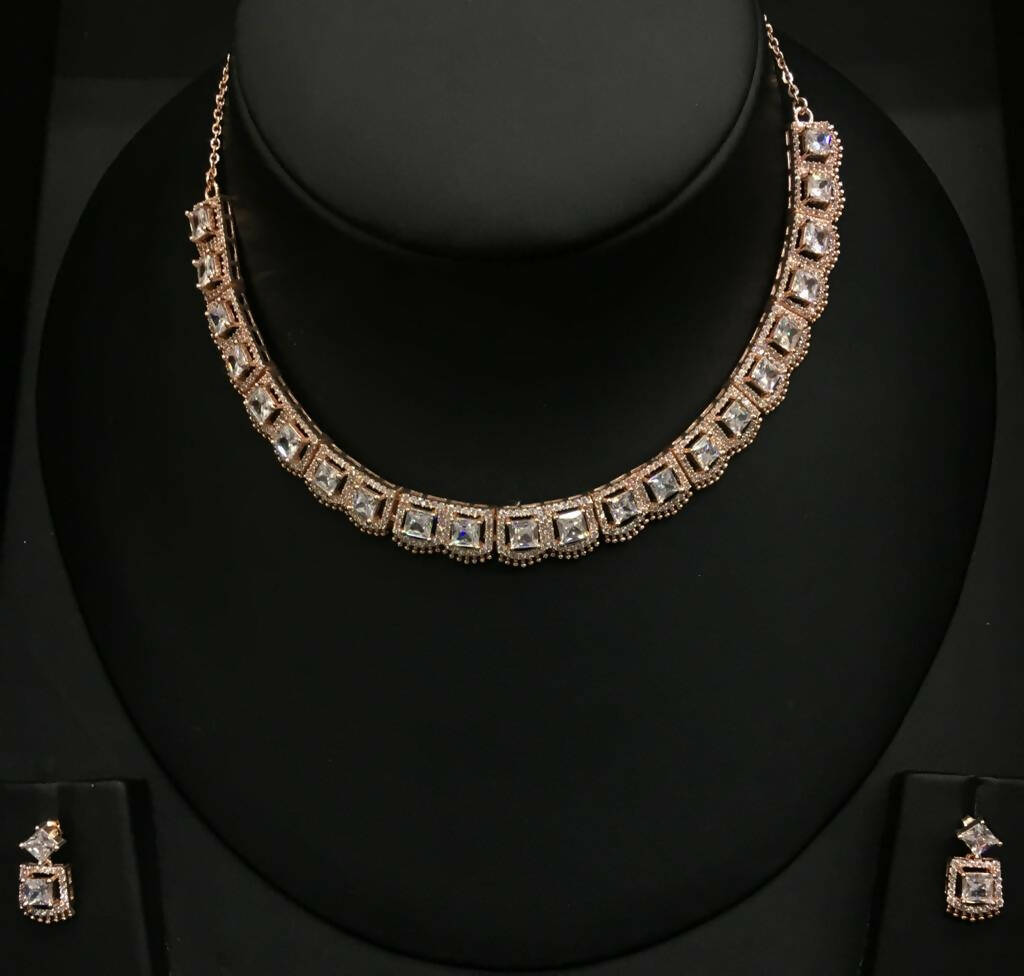 925 Silver Rose Gold Necklace Sarafa Bazar India