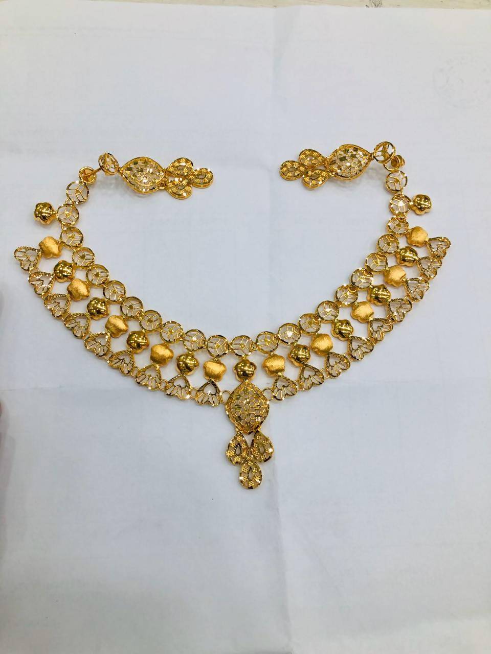 Fancy Plain Gold Necklace Sarafa Bazar