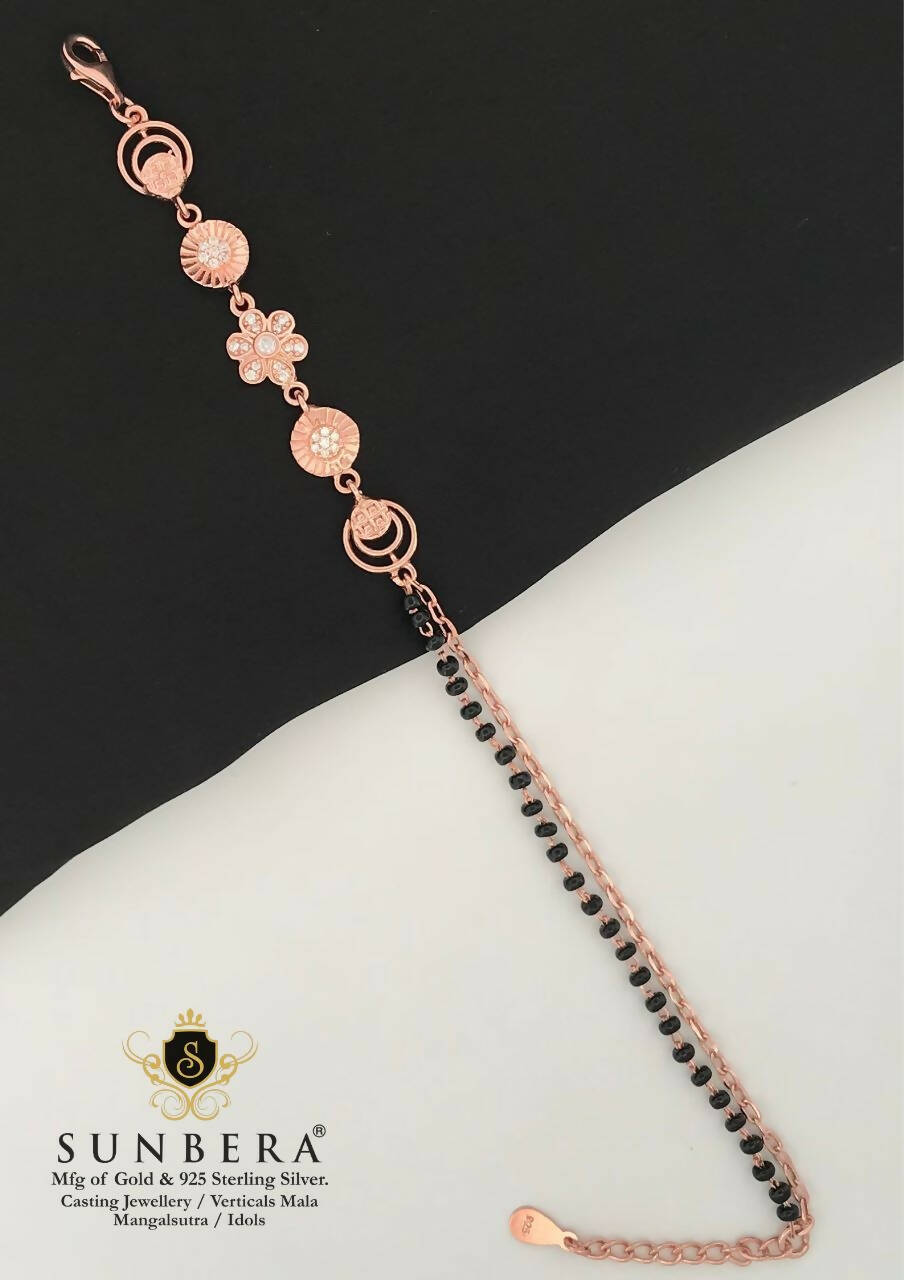 925 Silver Rose Gold Mangalsutra Bracelet Sarafa Bazar India