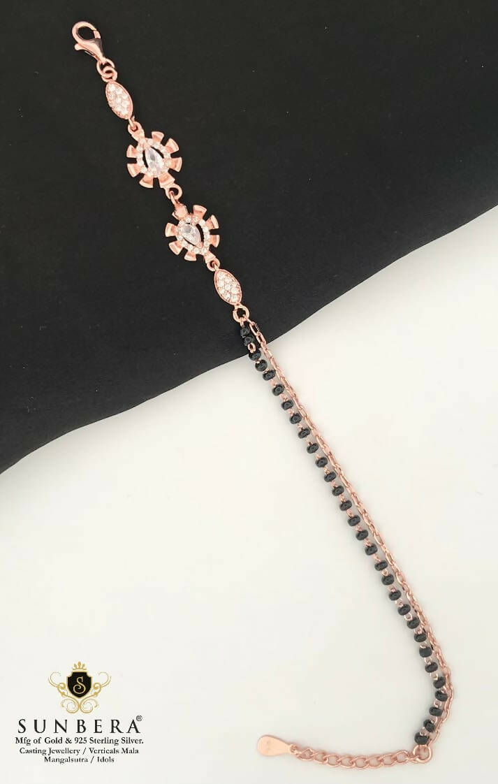 925 Silver Rose Gold Mangalsutra Bracelet Sarafa Bazar India