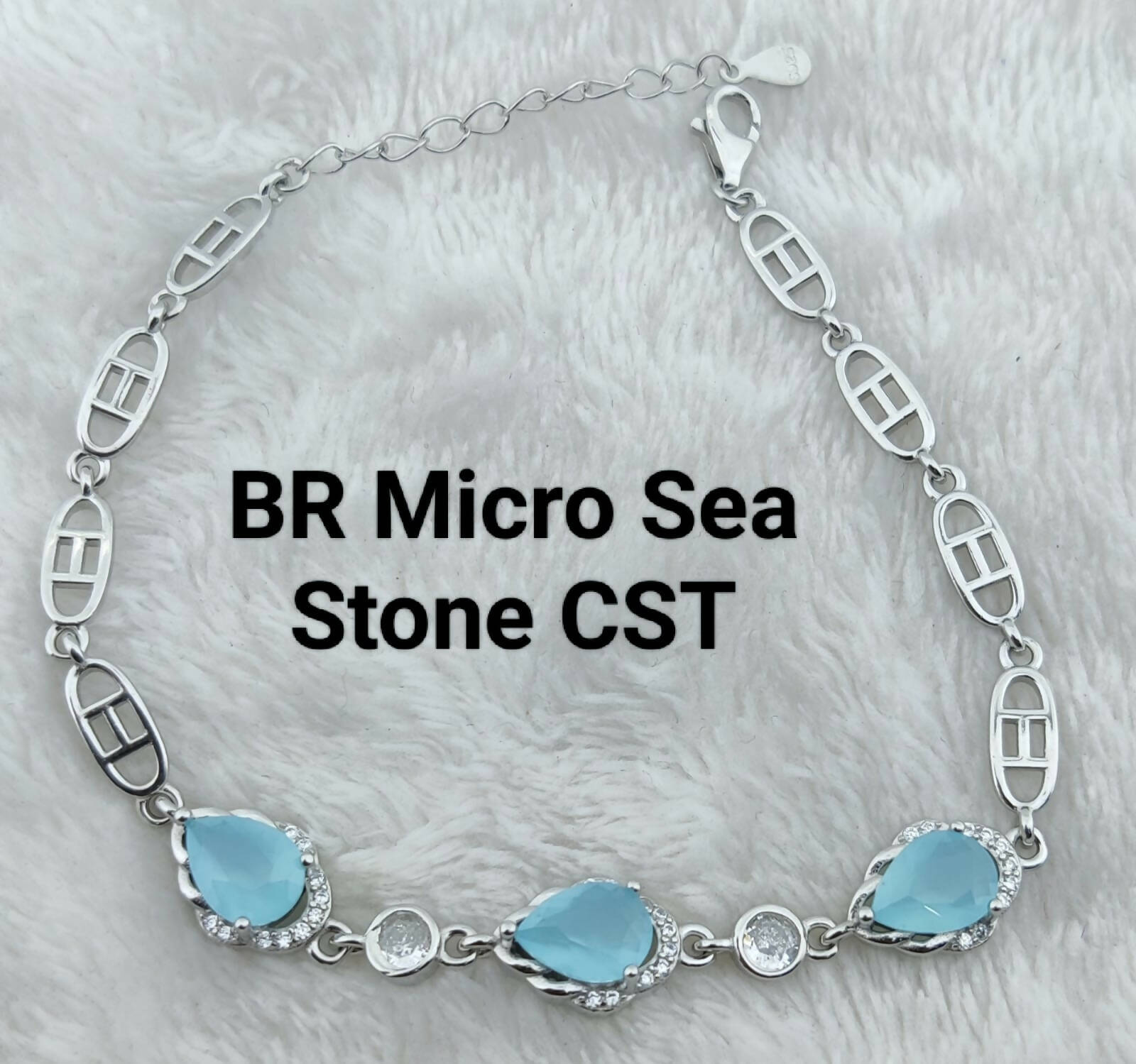 925 Silver Micro Sea Stone CST Bracelet Sarafa Bazar India