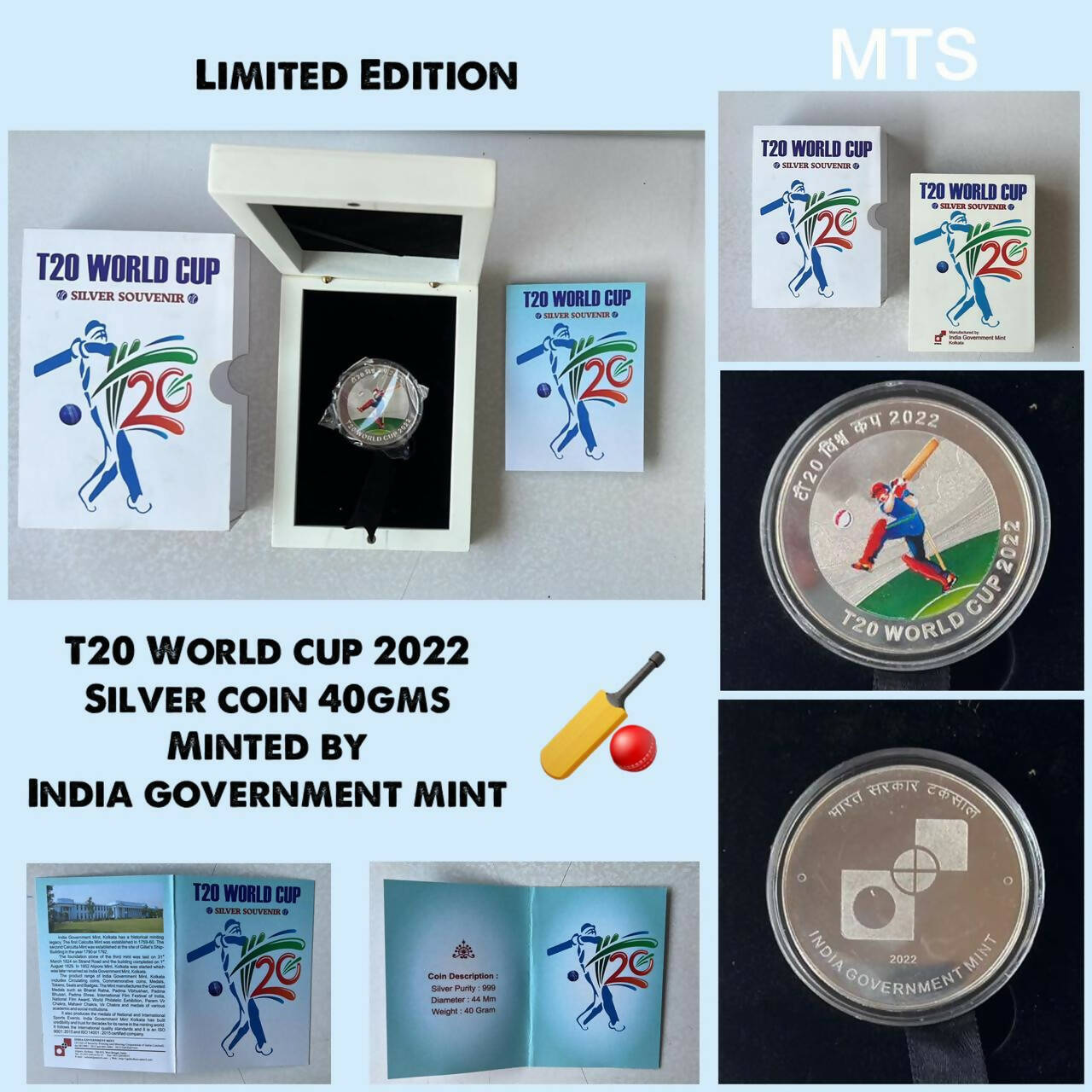 T 20 World Cup 2022 Silver Coin 40Gms Sarafa Bazar India