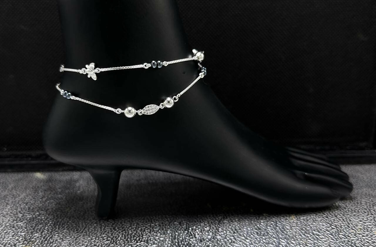 925 Silver Anklet Sarafa Bazar India