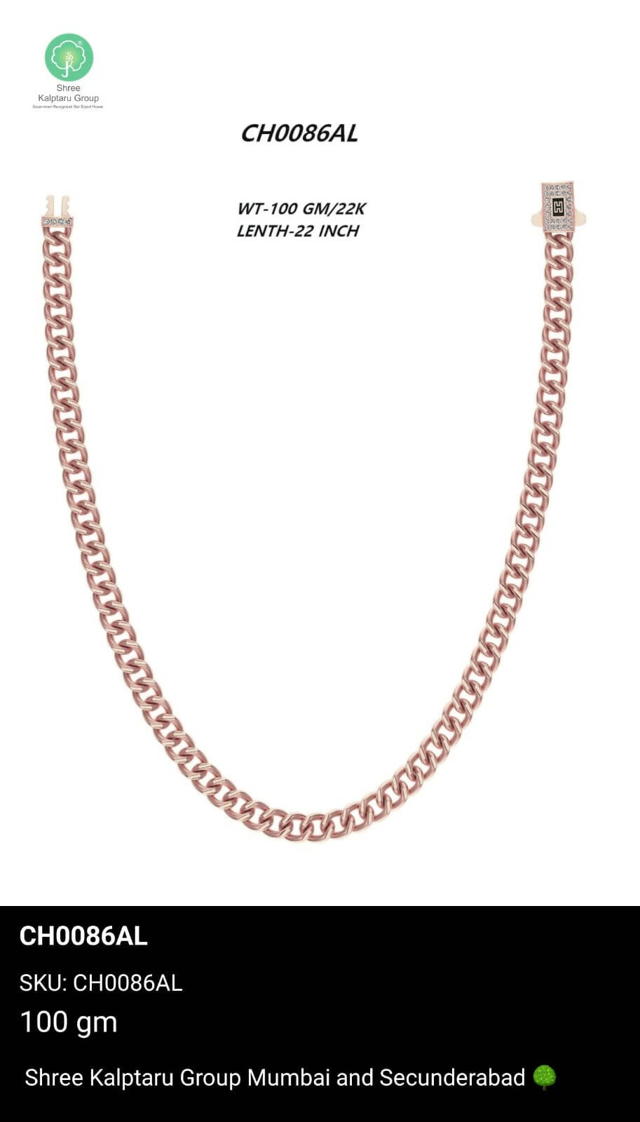 Rose Gold Gents Chain Sarafa Bazar India