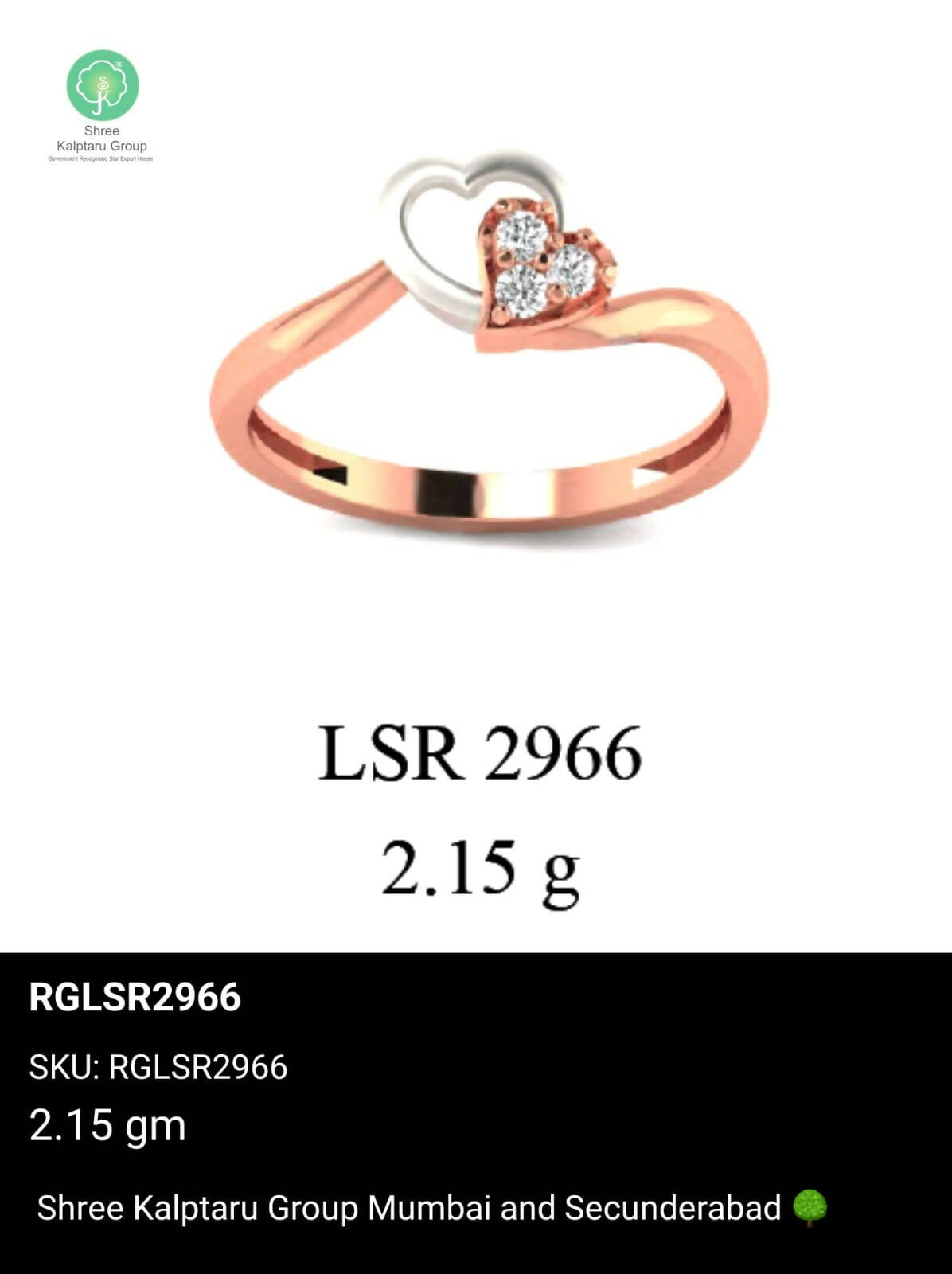 Light weight Rose Gold Ladies Rings Sarafa Bazar India