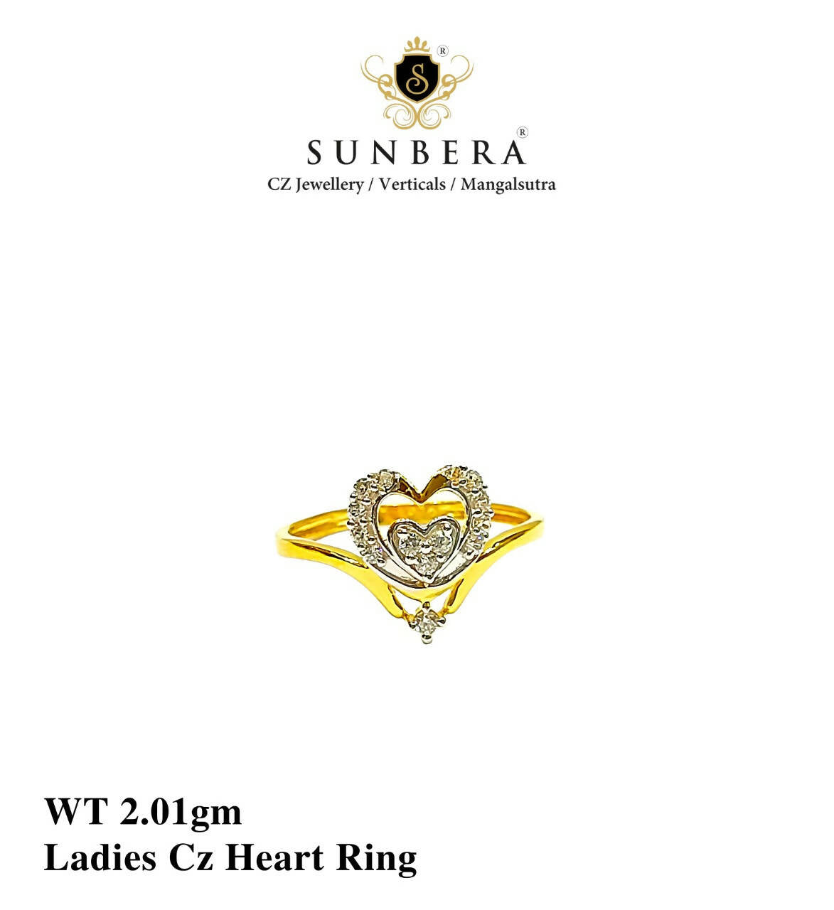 Ladies CZ Heart Ring Sarafa Bazar India