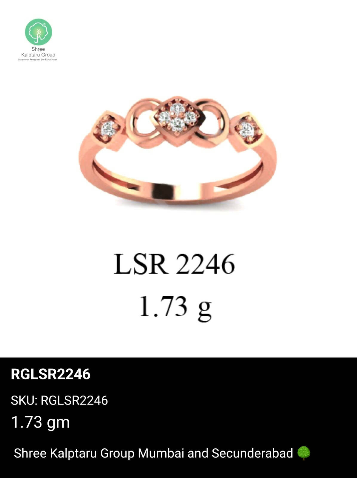 Light weight Rose Gold Ladies Rings Sarafa Bazar India