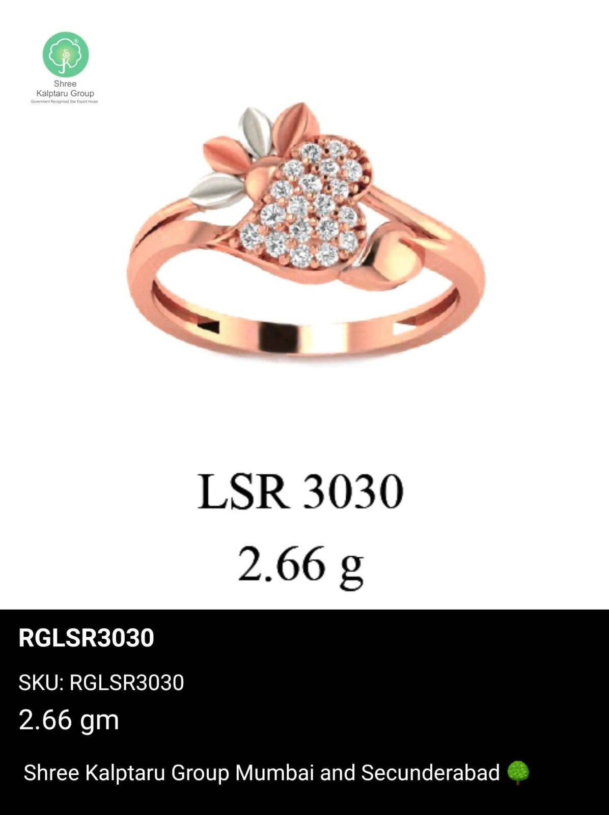 Light weight Rose Gold Ladies Rings Sarafa Bazar India