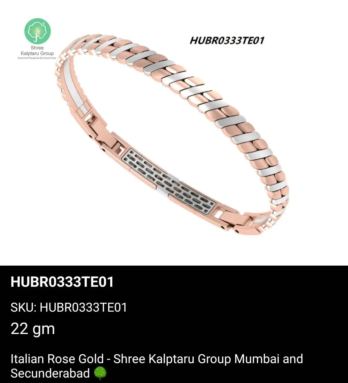 Italian Rose Gold Gents Bracelet Sarafa Bazar India