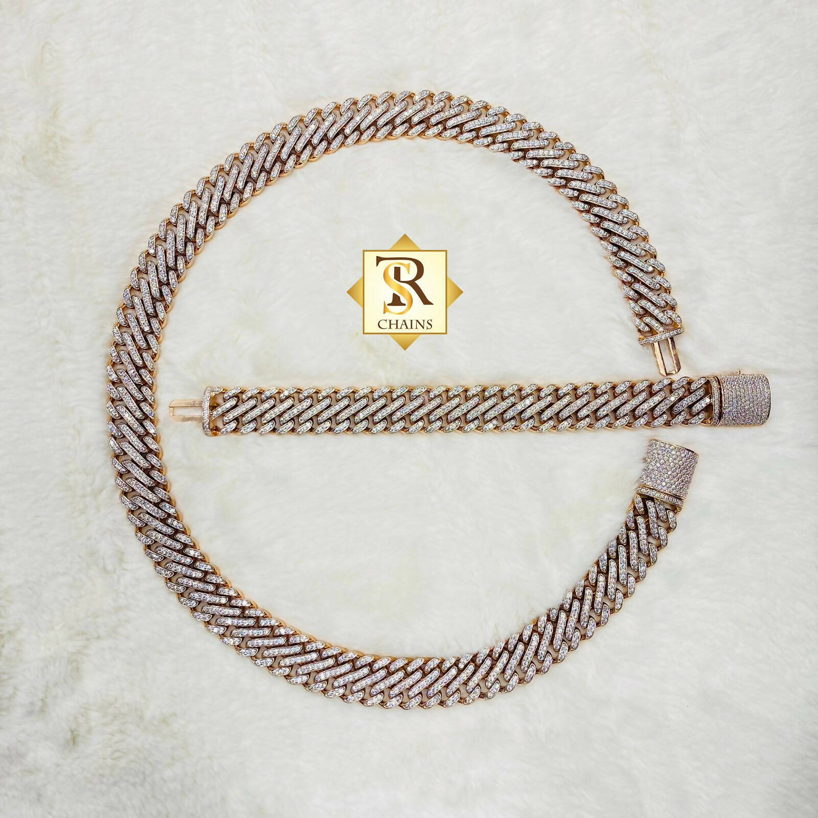Rose Gold Italian Gents Chain & Bracelet Sarafa Bazar India