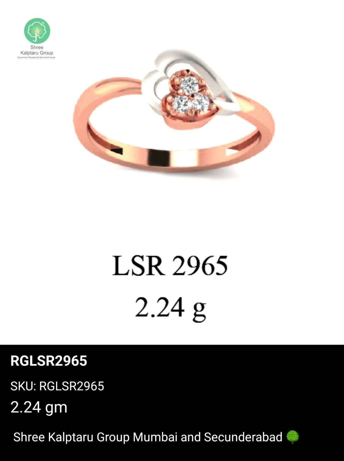 Light weight Rose Gold Ladies Rings Sarafa Bazar India