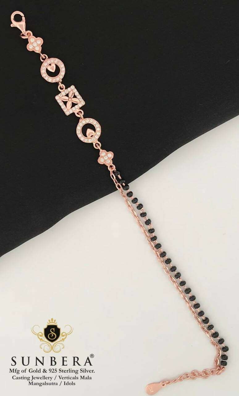 925 Silver Rose Gold Mangalsutra Bracelet Sarafa Bazar India