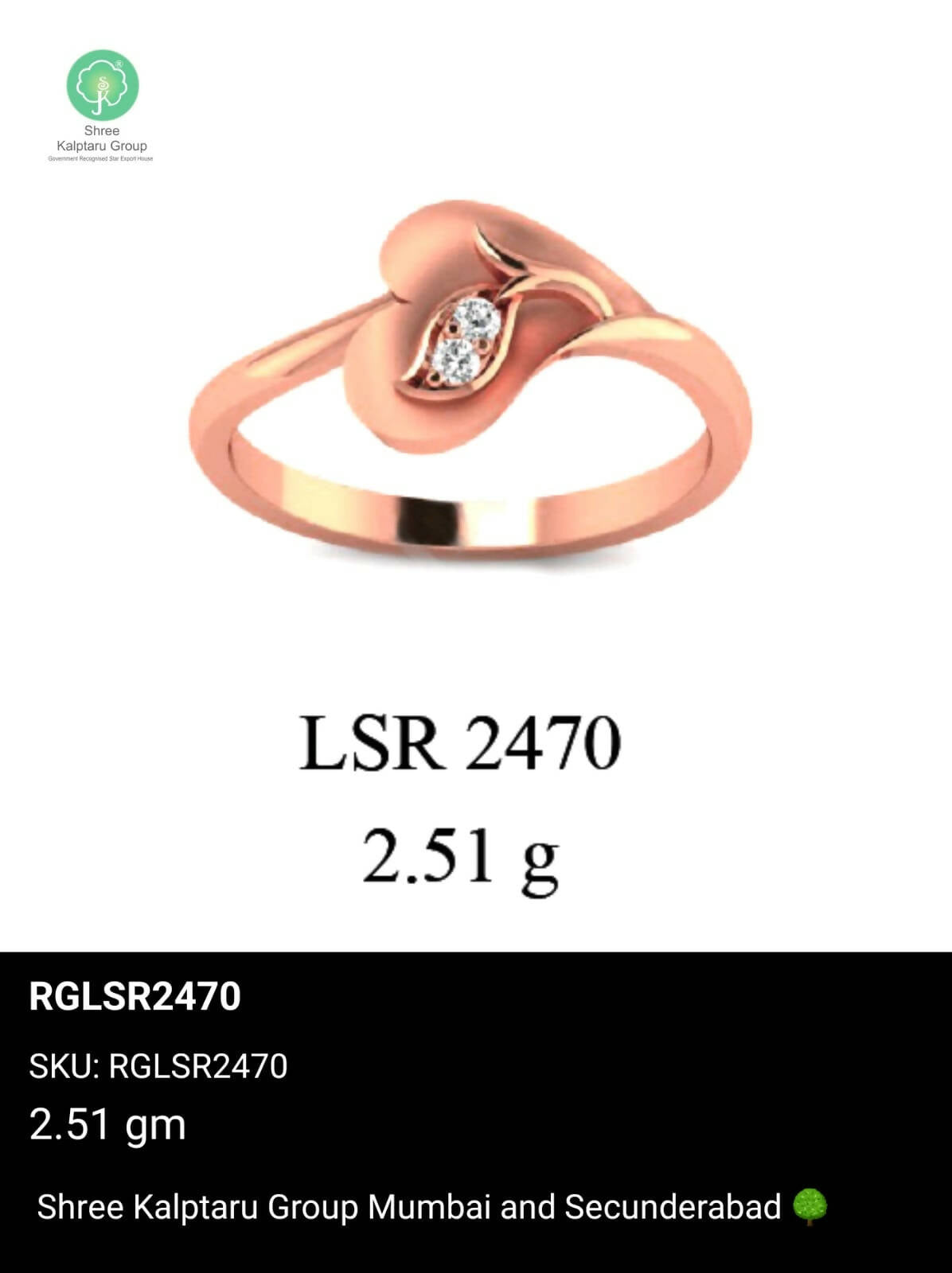 Light weight Rose Gold Ladies Rings Sarafa Bazar India