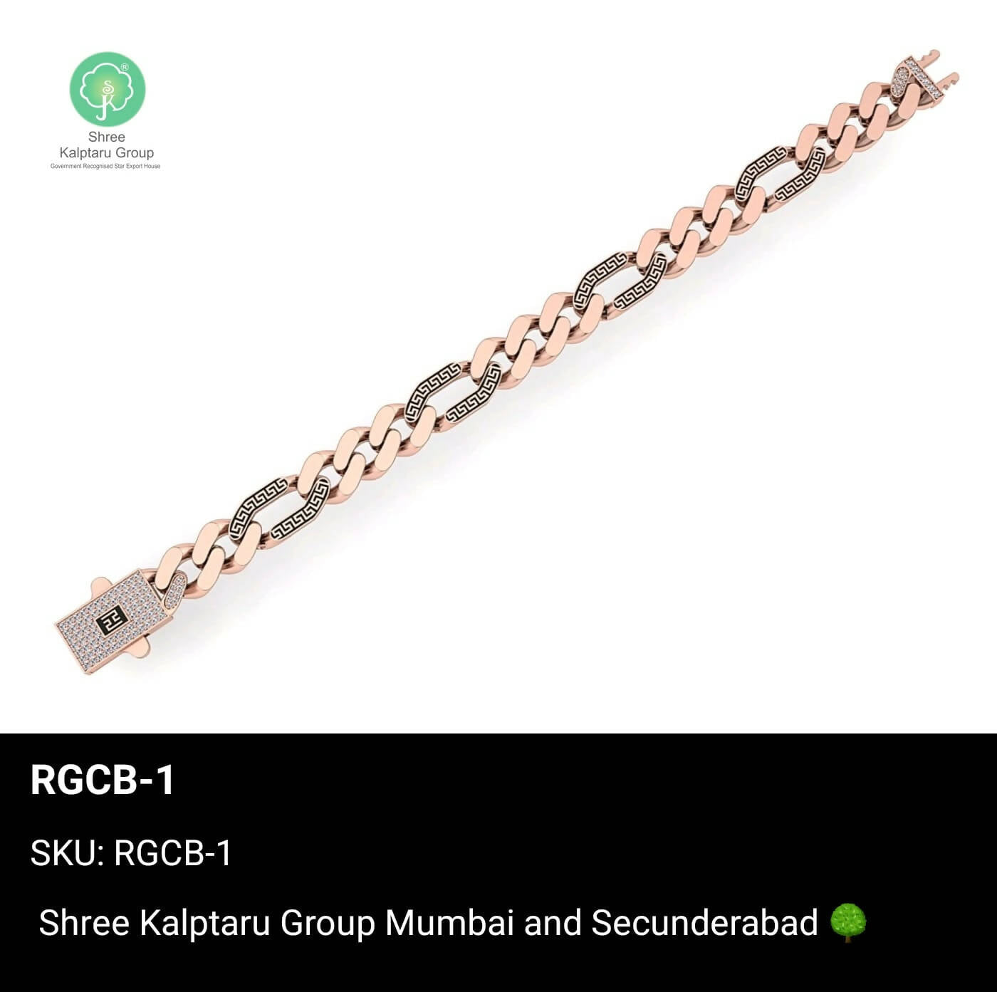 Rose Gold Gents Bracelet Sarafa Bazar India