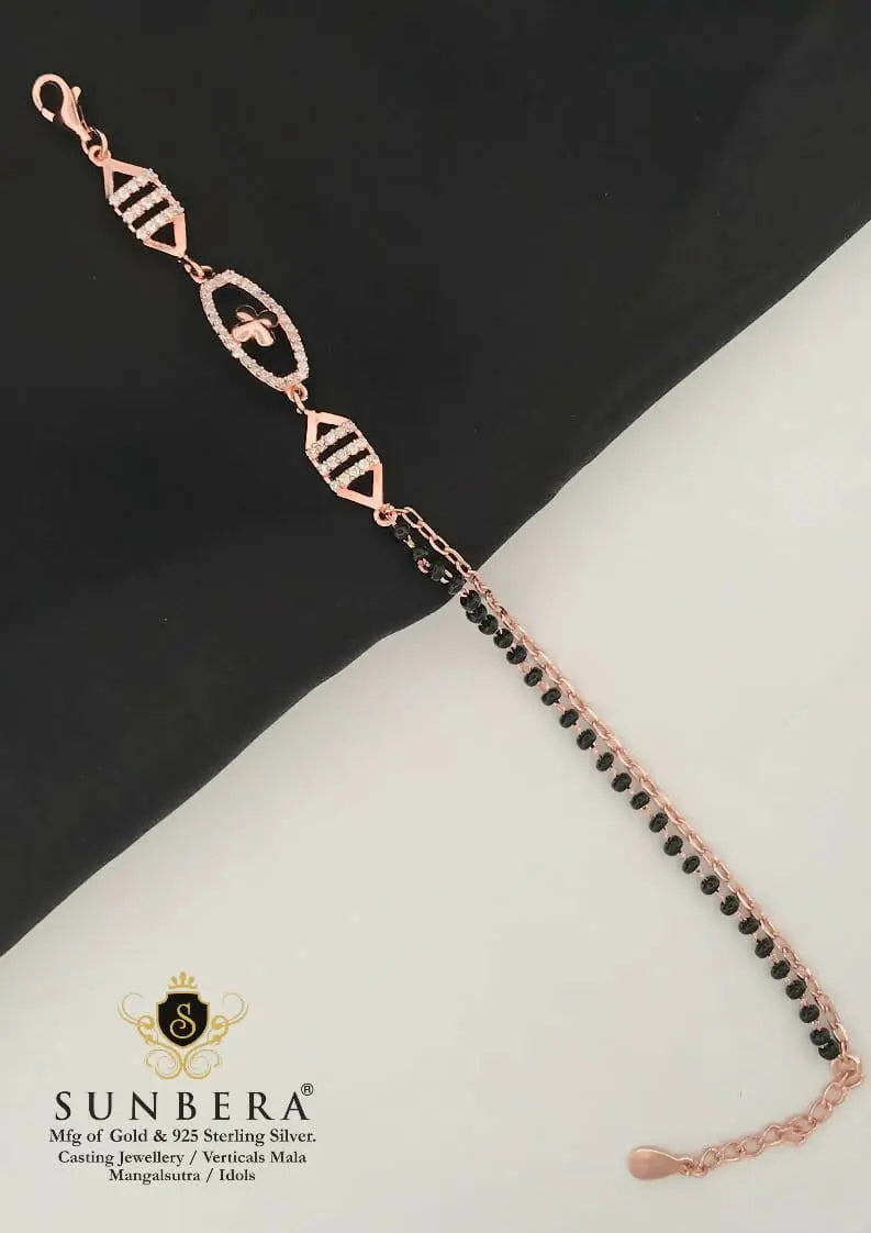 925 Silver Rose Gold Mangalsutra Bracelet Sarafa Bazar India