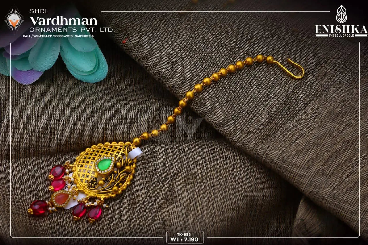 22kt Kundan Antique Maang Tikka Sarafa Bazar India