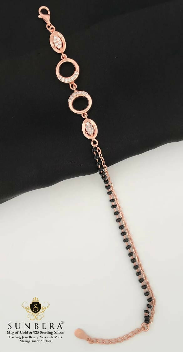 925 Silver Rose Gold Mangalsutra Bracelet Sarafa Bazar India