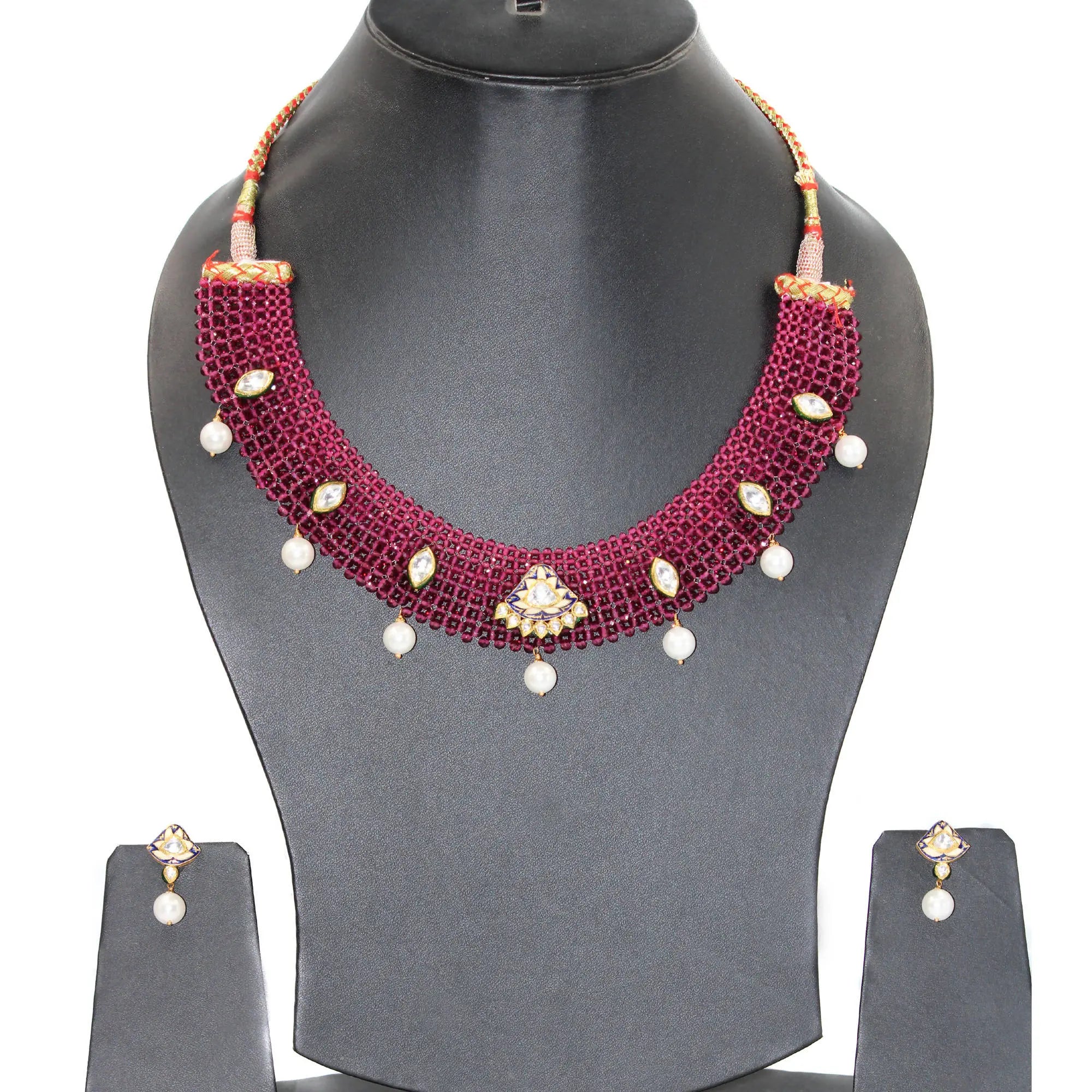 Light weight 22k Kundan Chatai Necklace Sarafa Bazar India