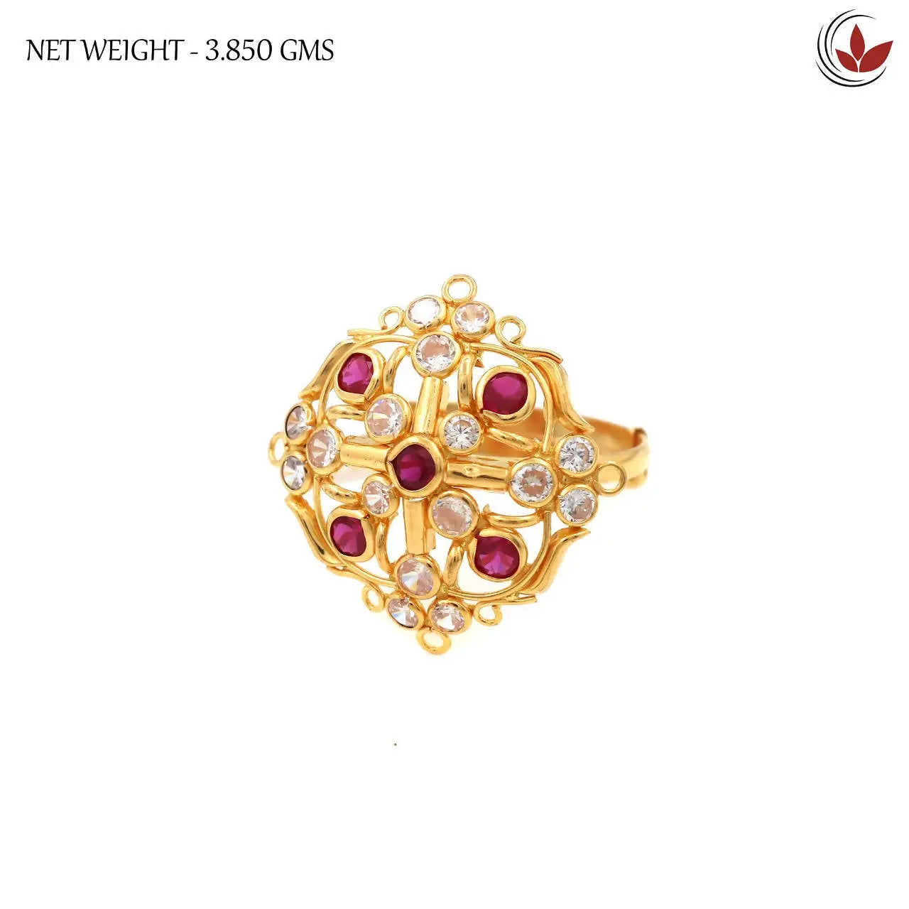 Light Weight Gold Stone Ladies Ring Sarafa Bazar India