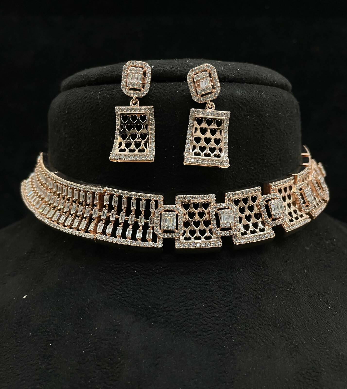 925 Silver Rose Gold Choker Sarafa Bazar India