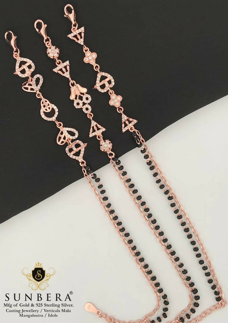 925 Silver Rose Gold Mangalsutra Bracelet Sarafa Bazar India