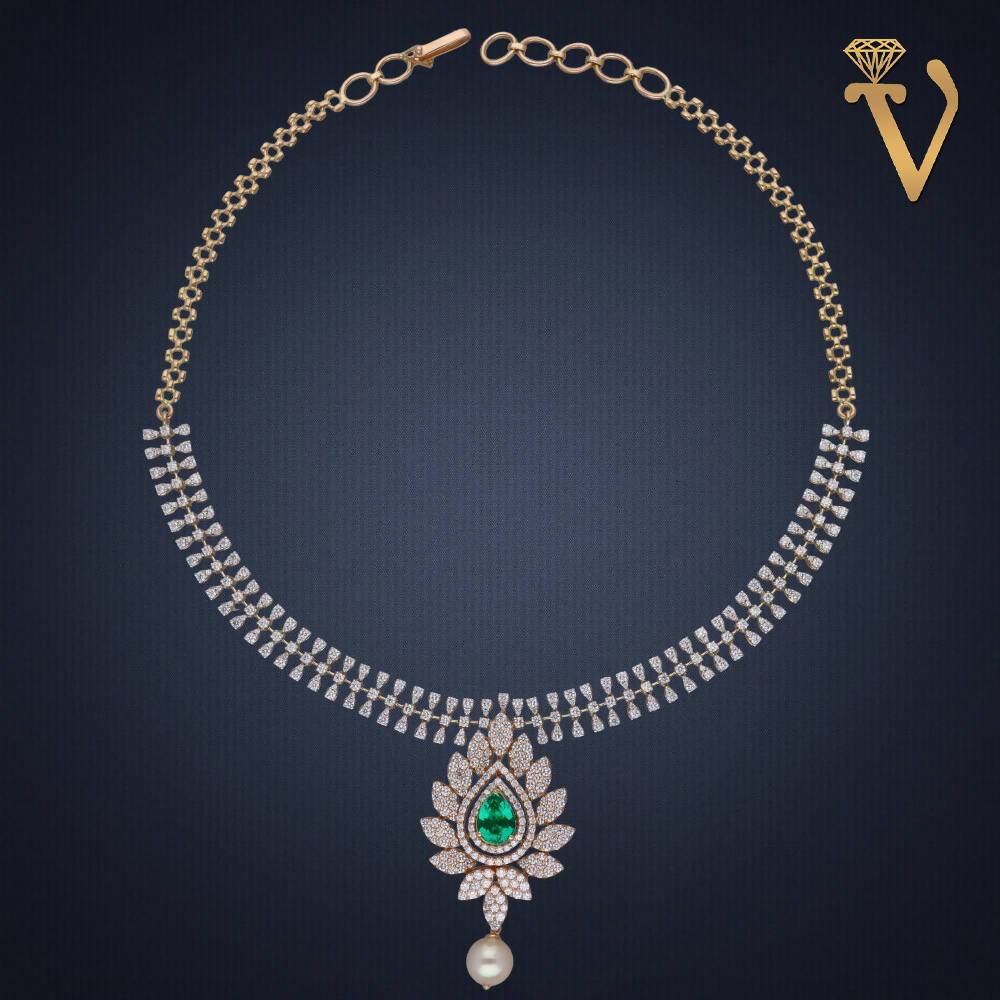 Diamond Necklace Set-NK069174 Sarafa Bazar