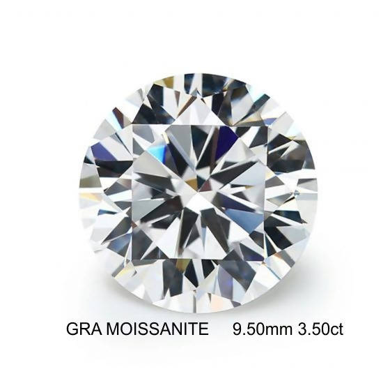 GRA Certified 3.50 carat D color 9.50 mm Moissanite