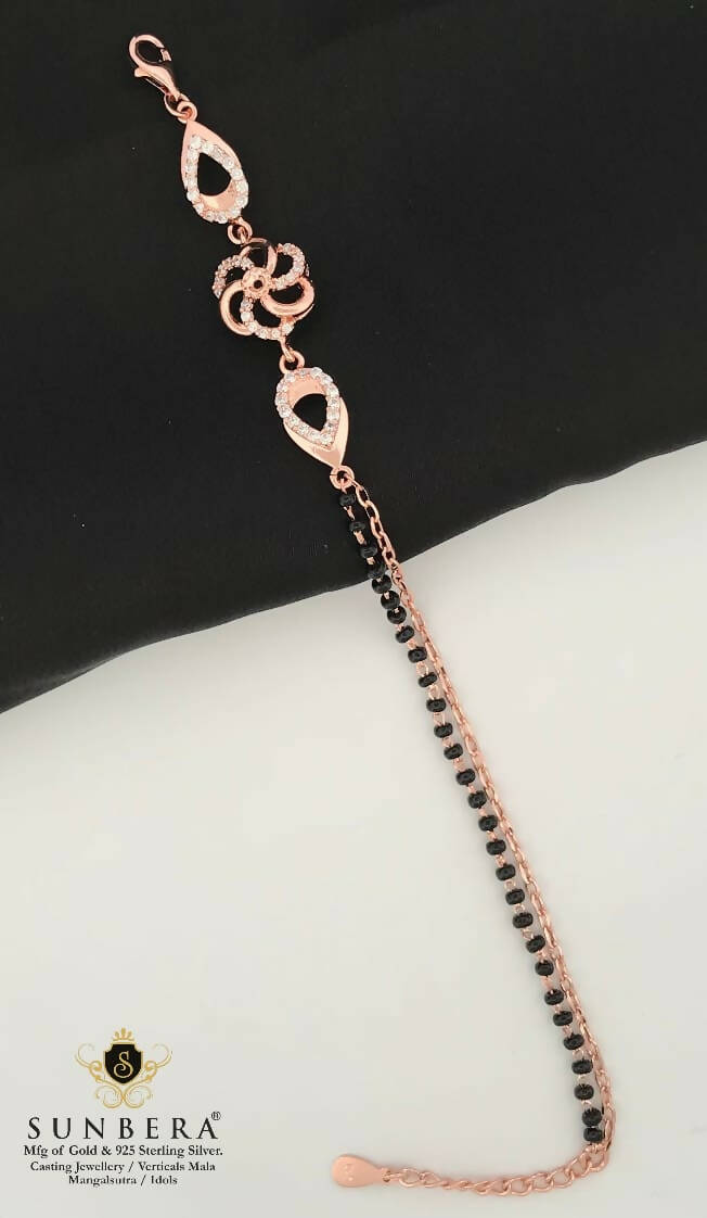 925 Silver Rose Gold Mangalsutra Bracelet Sarafa Bazar India