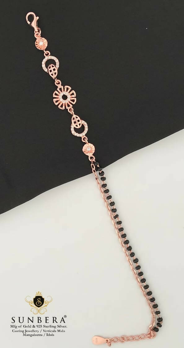 925 Silver Rose Gold Magalsutra Bracelet Sarafa Bazar India