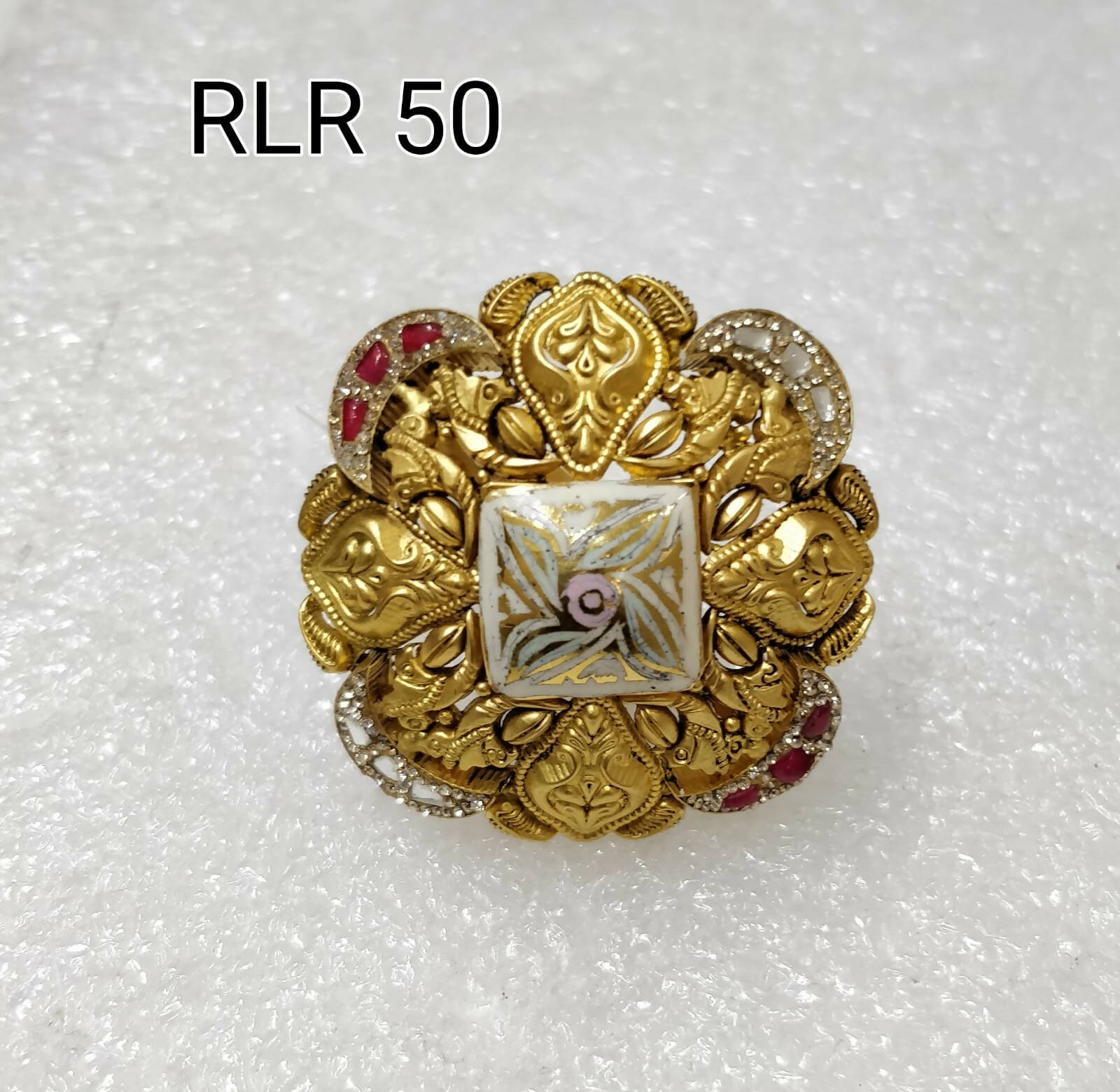 Antique Gold Plated Finger Ring with Ruby for Women | D2C Sale