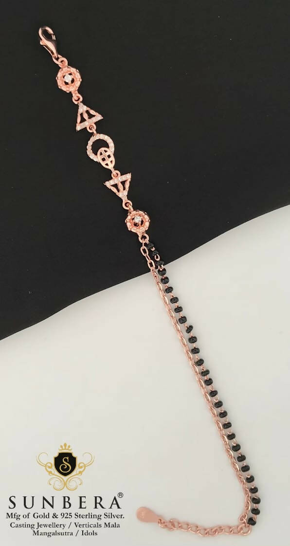 925 Silver Rose Gold Mangalsutra Bracelet Sarafa Bazar India