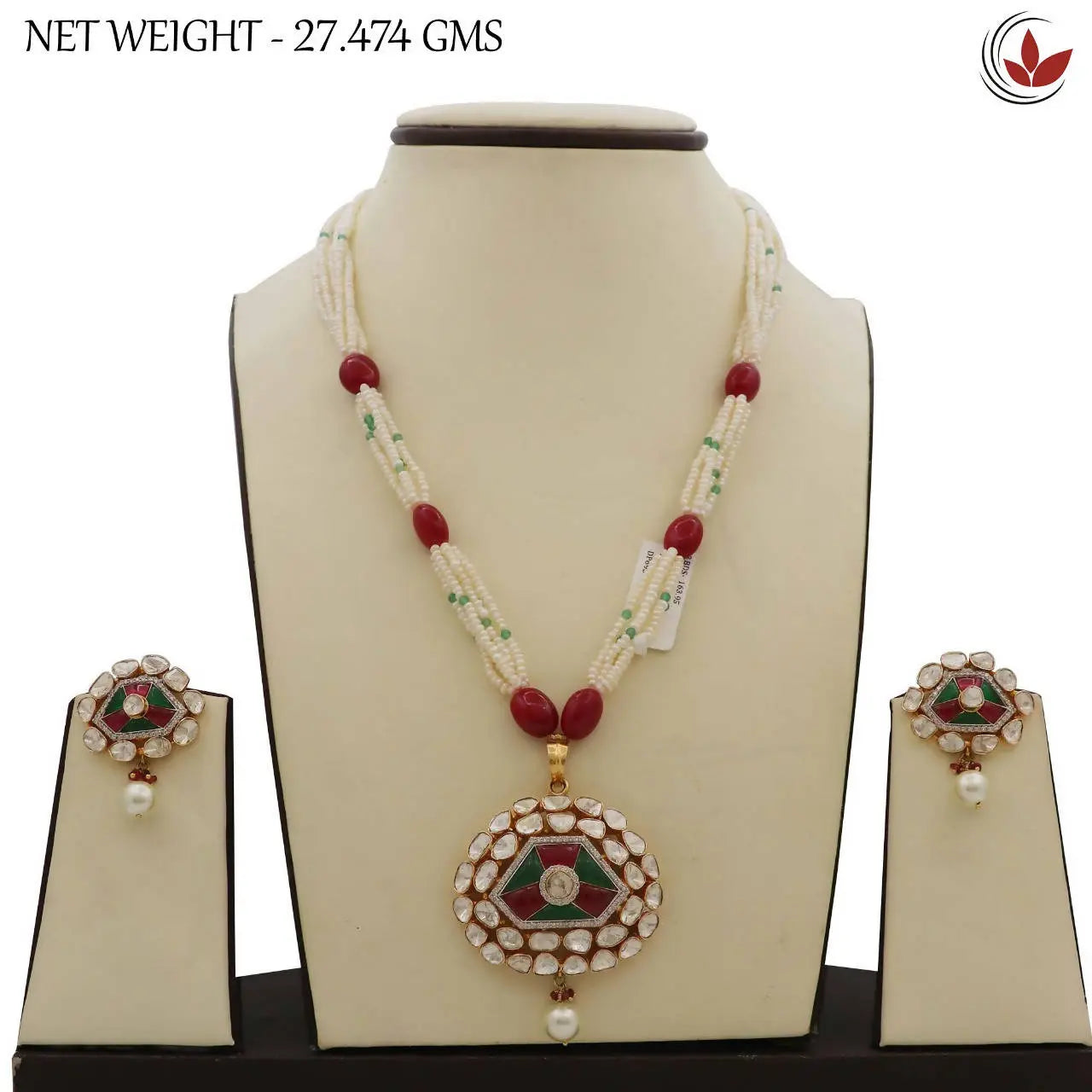 Diamond Polki Pendant Set Sarafa Bazar India