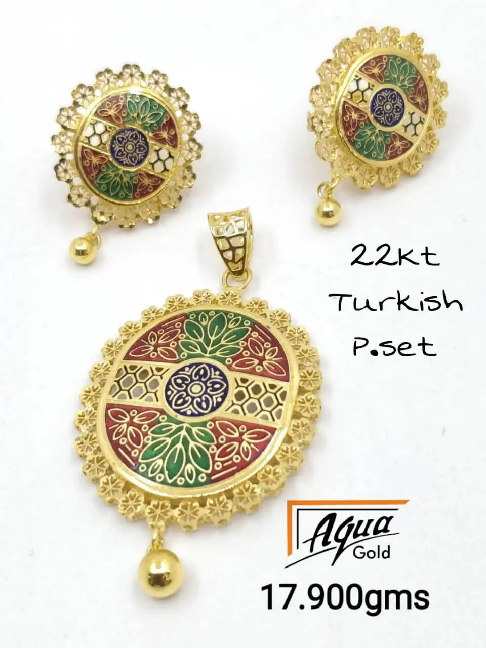 Turkish Enamel Pendant Set Sarafa Bazar India