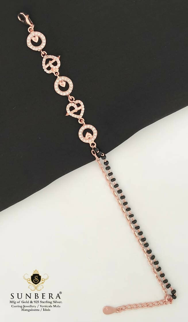 925 Silver Rose Gold Magalsutra Bracelet Sarafa Bazar India