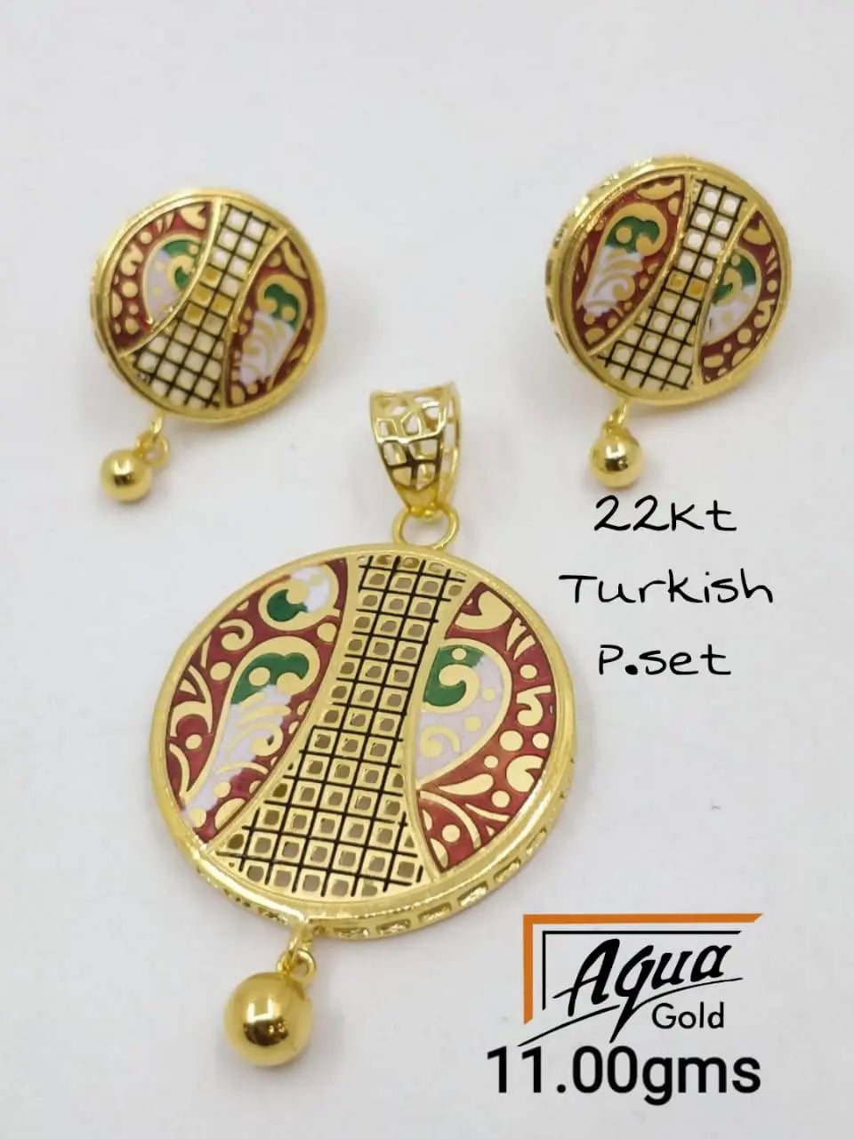 Turkish Enamel Pendant Set Sarafa Bazar India