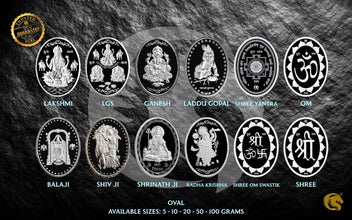 Oval Shape Silver Coins 999 | Omkar Mint Sarafa Bazar