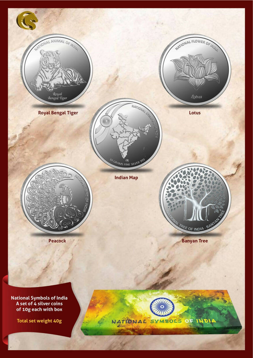 National Symbols of India Silver Coins Sarafa Bazar India