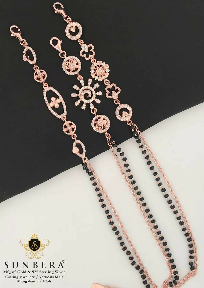 925 Silver Rose Gold Mangalsutra Bracelet Sarafa Bazar India